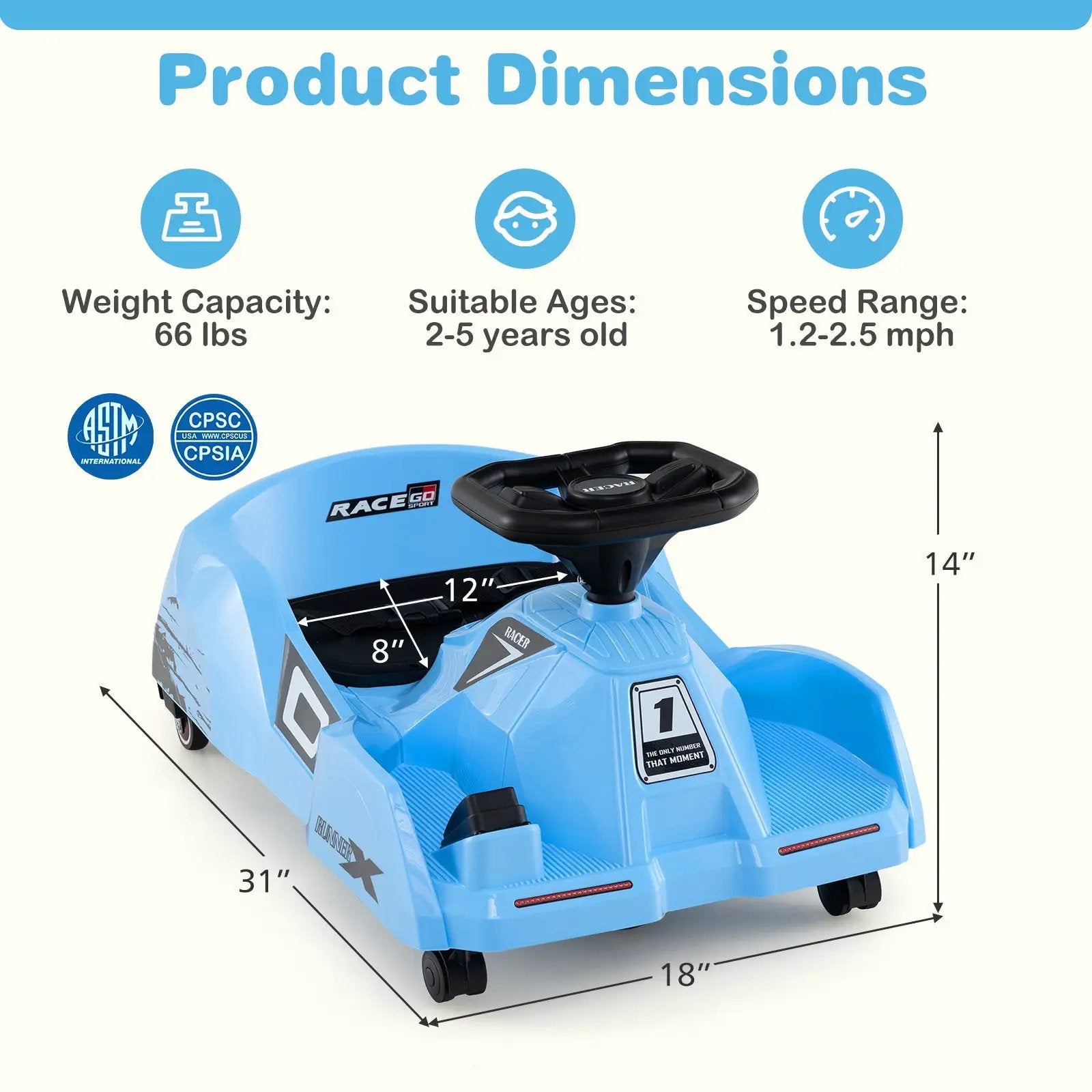 12V Electric Cleaning Go Kart with Detachable Mop and Remote Control by DirectDeals