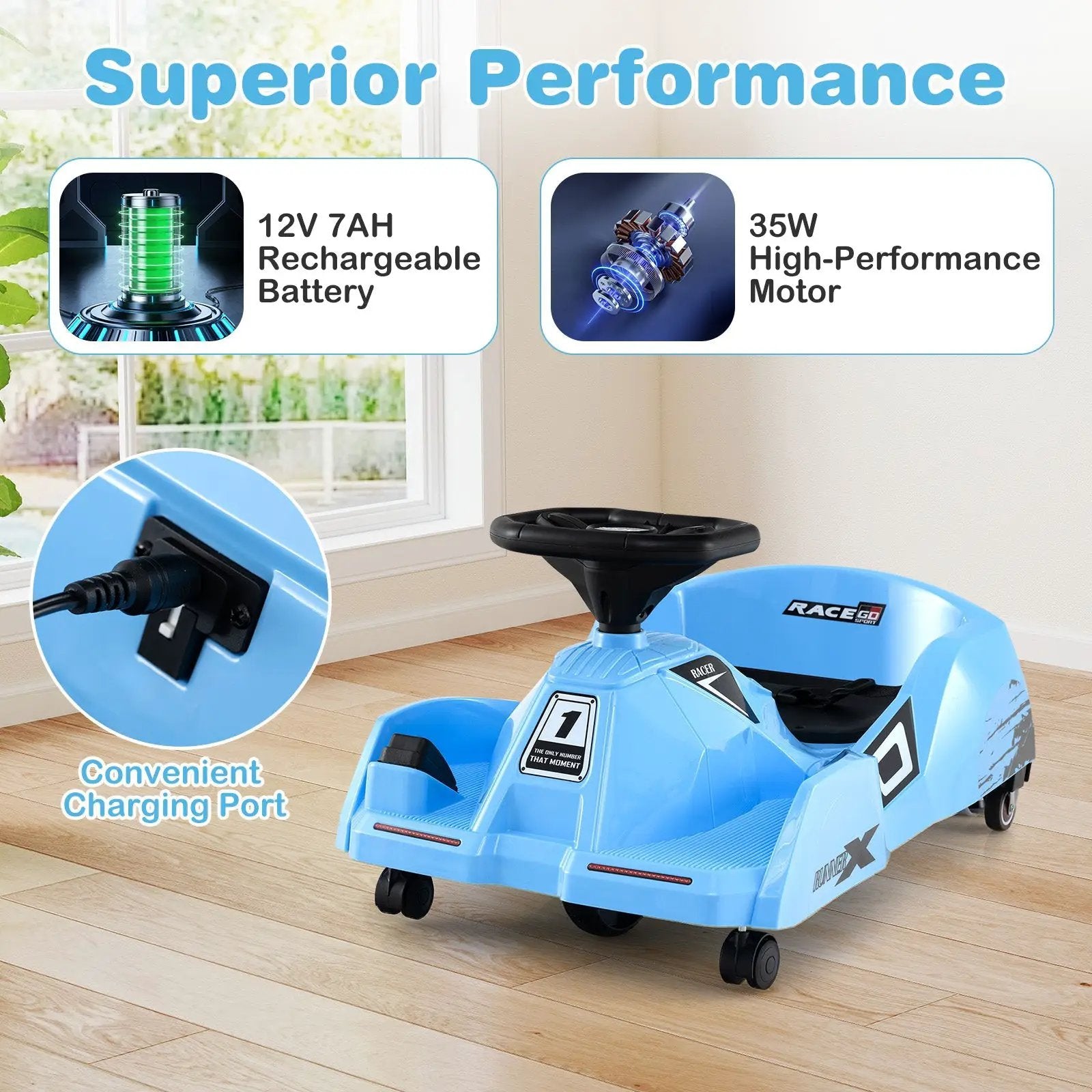 12V Electric Cleaning Go Kart with Detachable Mop and Remote Control by DirectDeals