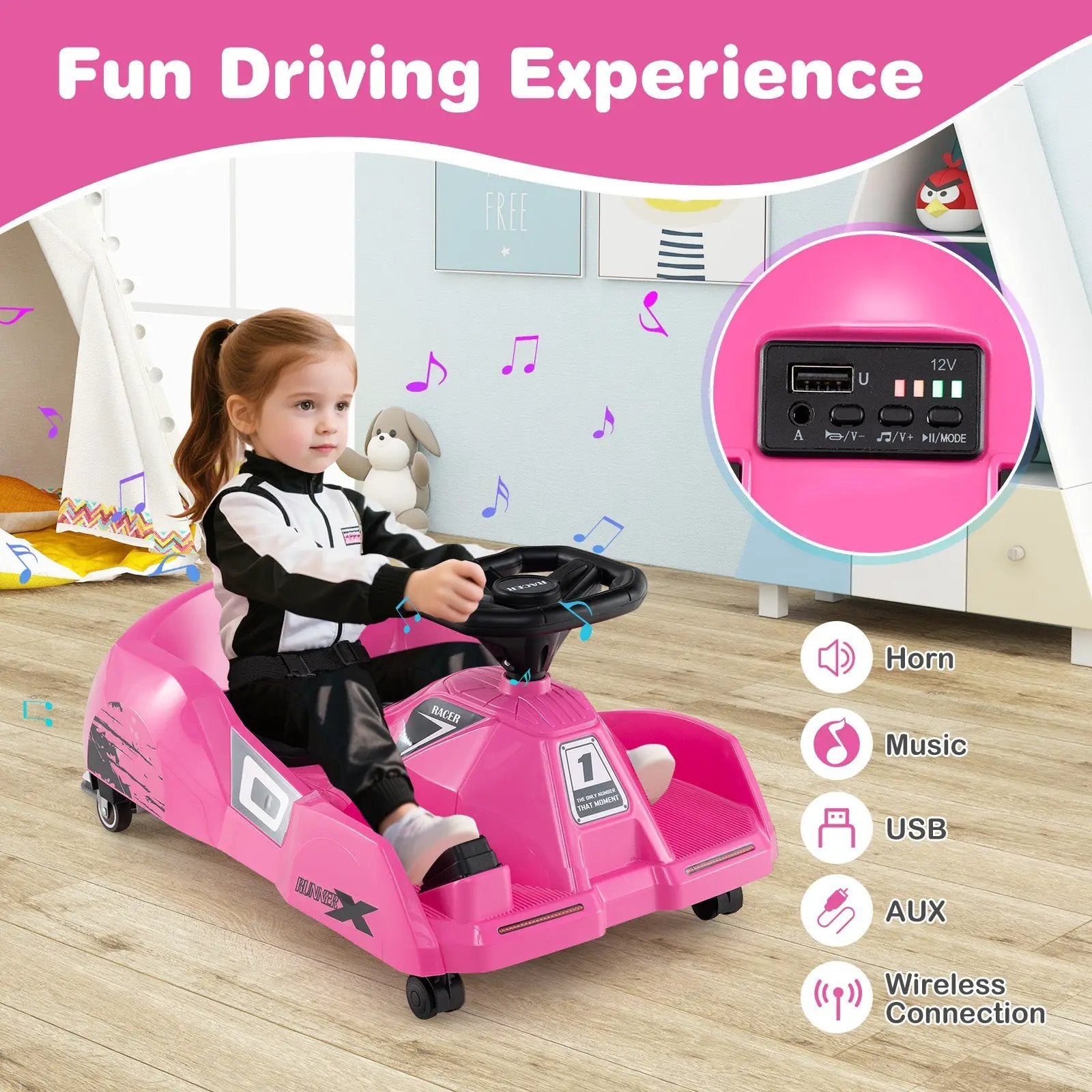 12V Electric Cleaning Go Kart with Detachable Mop and Remote Control by DirectDeals