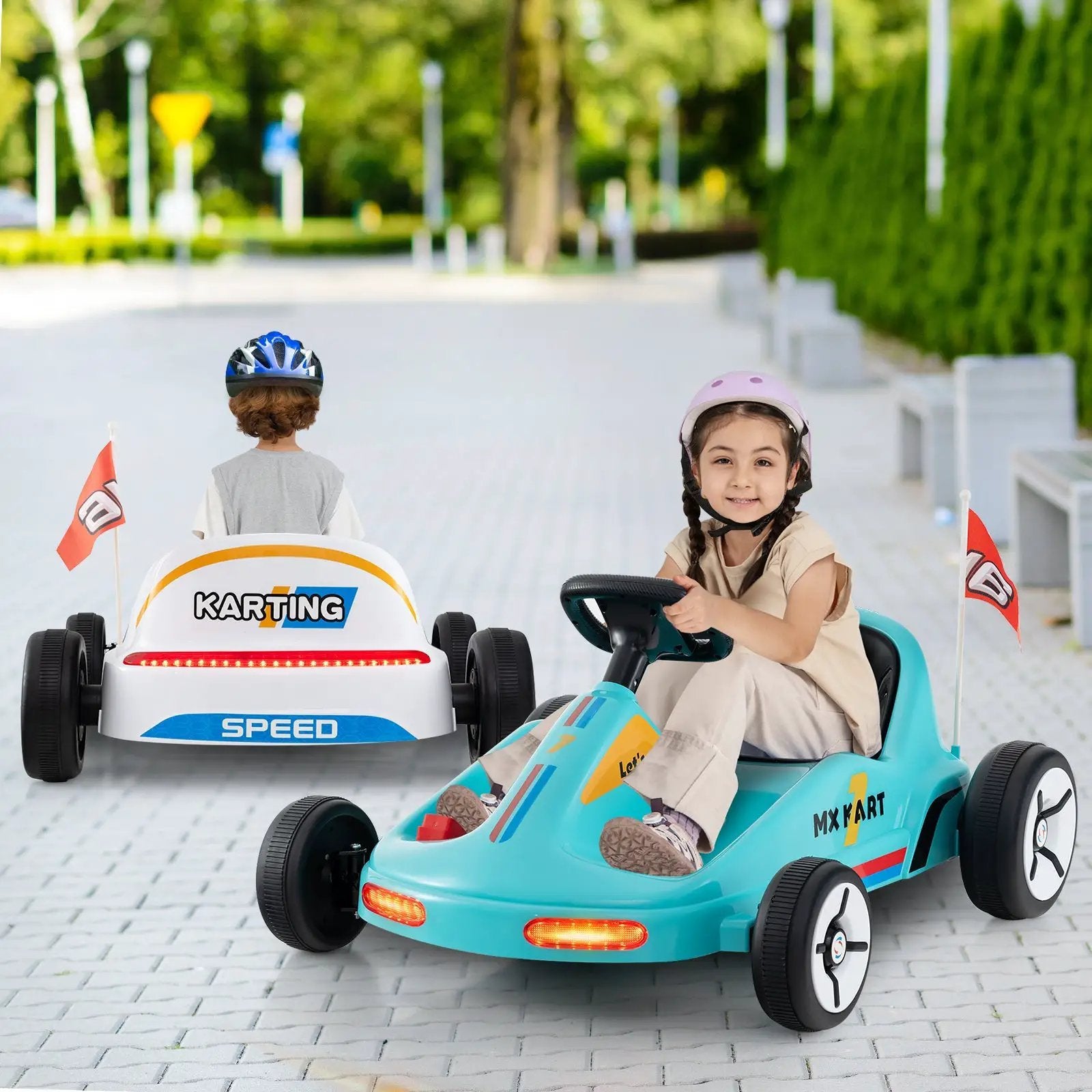 12V Electric Go Kart for Kids Race Toy with Remote Control and Music by DirectDeals