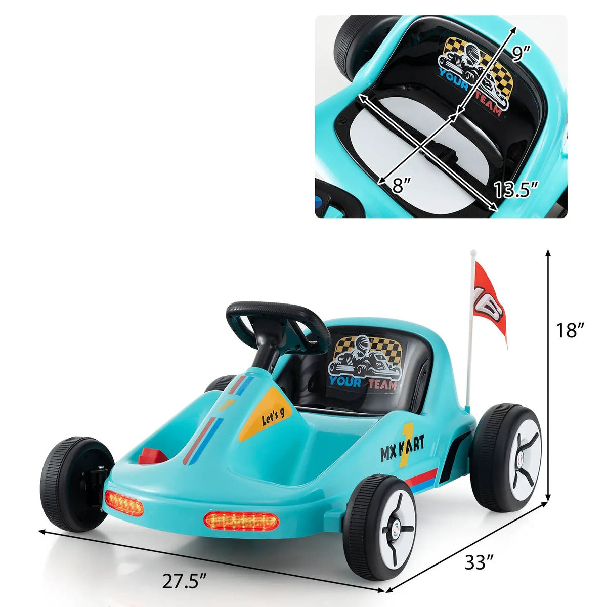 12V Electric Go Kart for Kids Race Toy with Remote Control and Music, photo 4 of 10