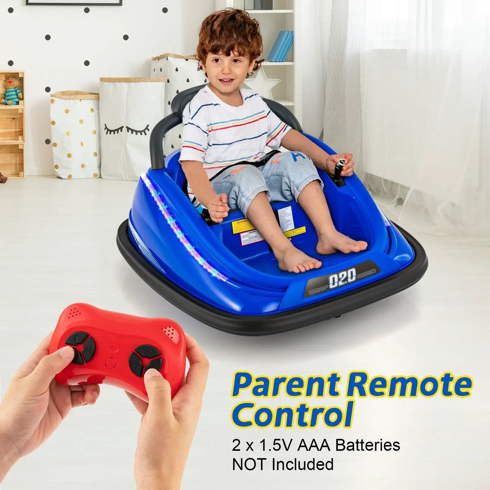 12V Kids Bumper Car Ride on Toy with Remote Control and 360 Degree Spin Rotation by DirectDeals