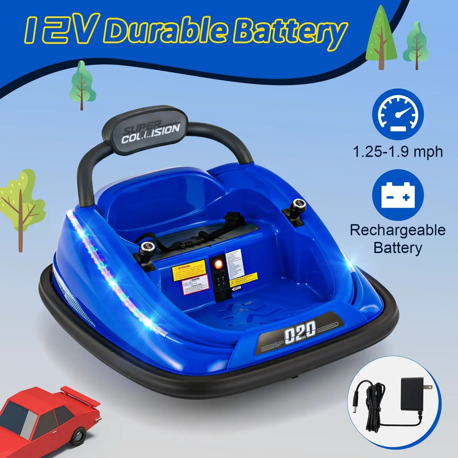 12V Kids Bumper Car Ride on Toy with Remote Control and 360 Degree Spin Rotation by DirectDeals