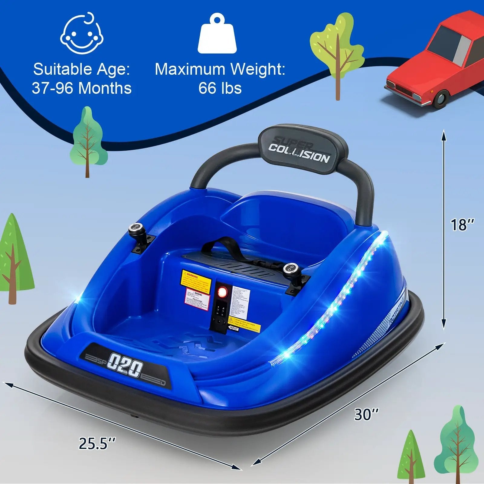 12V Kids Bumper Car Ride on Toy with Remote Control and 360 Degree Spin Rotation by DirectDeals