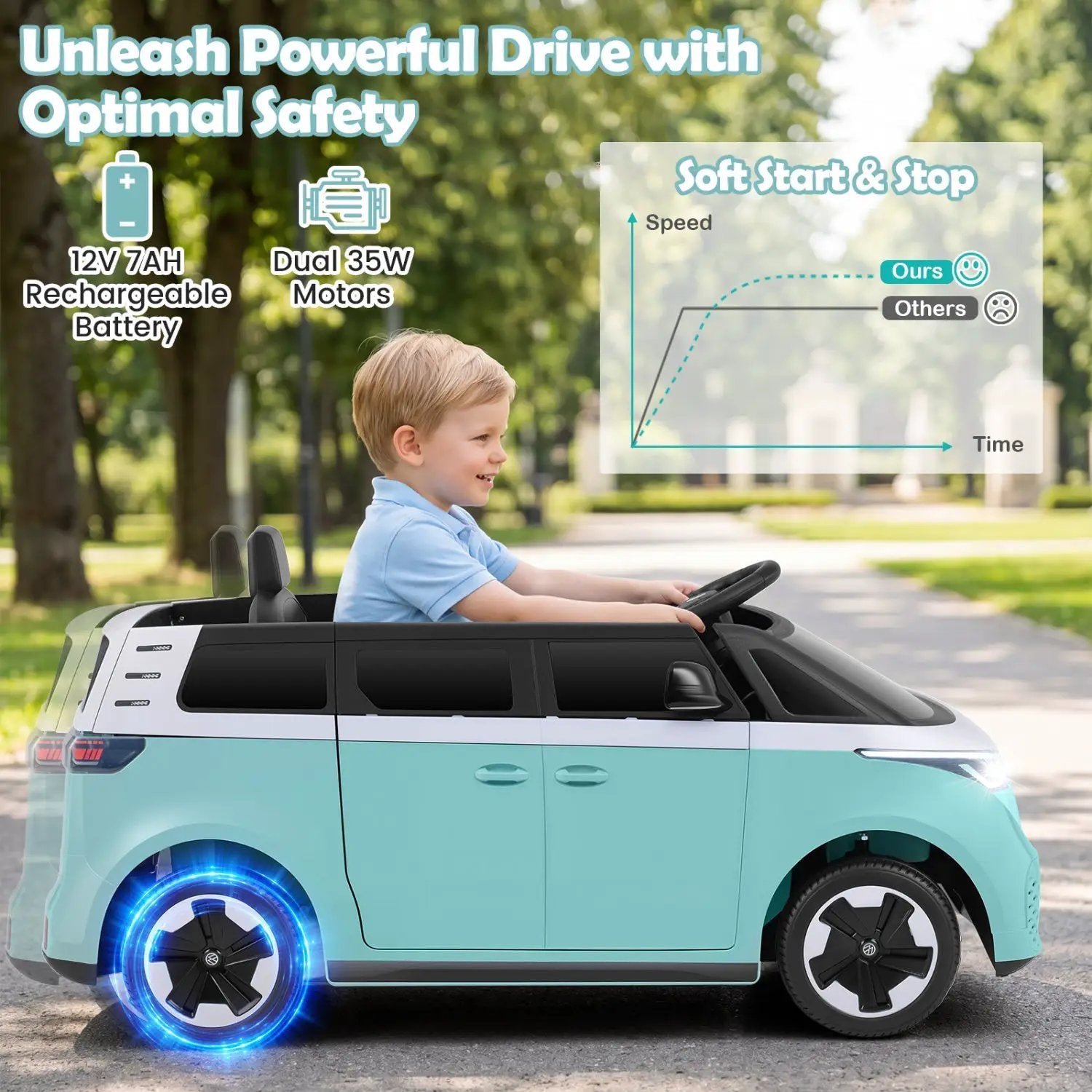 12V Electric Ride-On VW Bus with Remote Control & Music by DirectDeals