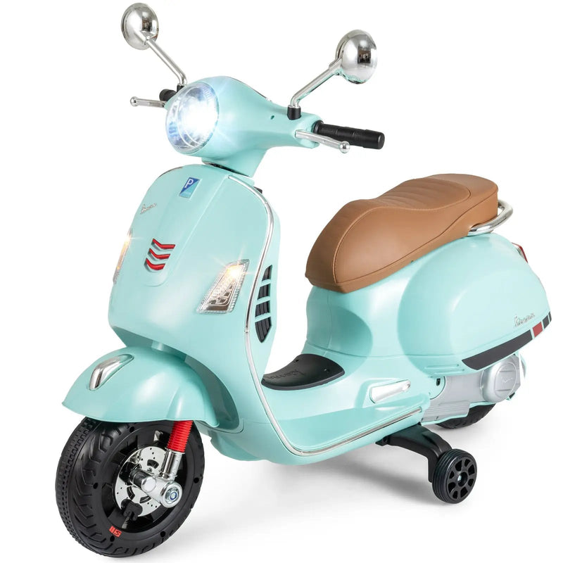 12V Kids Electric Motorcycle Licensed VESPA with Music and Training Wheels by DirectDeals