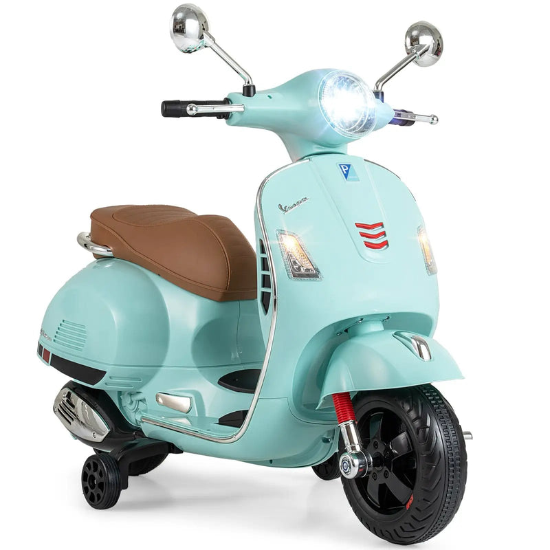 12V Kids Electric Motorcycle Licensed VESPA with Music and Training Wheels by DirectDeals