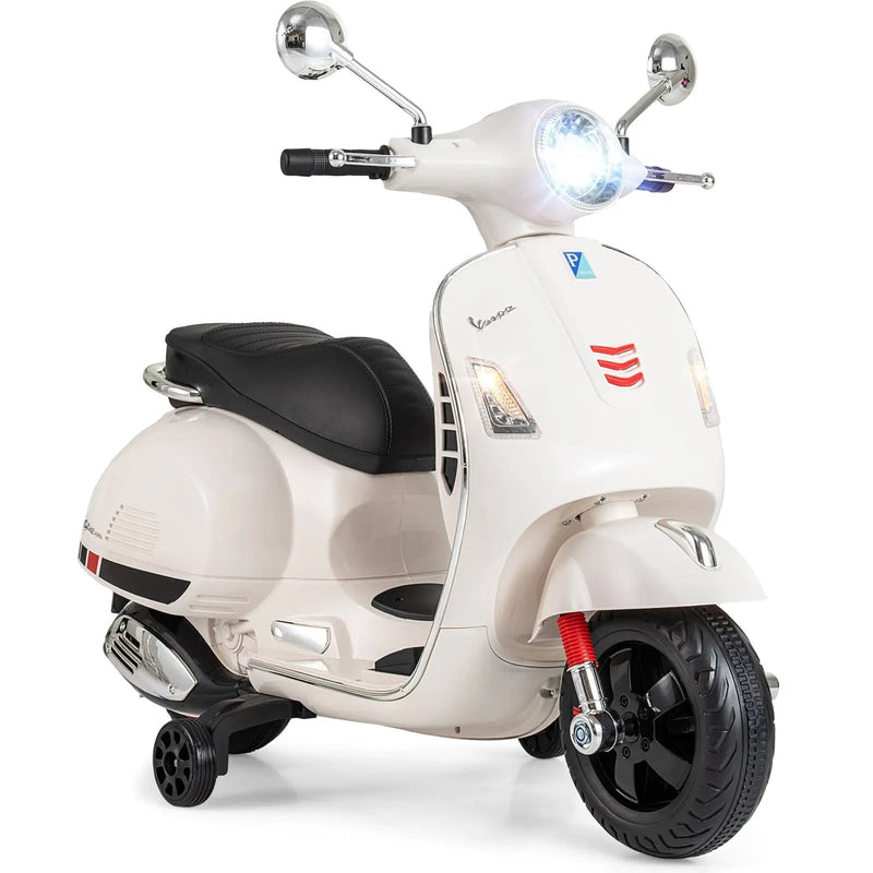 12V Kids Electric Motorcycle Licensed VESPA with Music and Training Wheels by DirectDeals