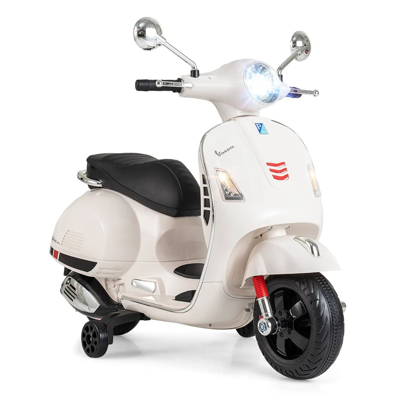 12V Kids Electric Motorcycle Licensed VESPA with Music and Training Wheels by DirectDeals