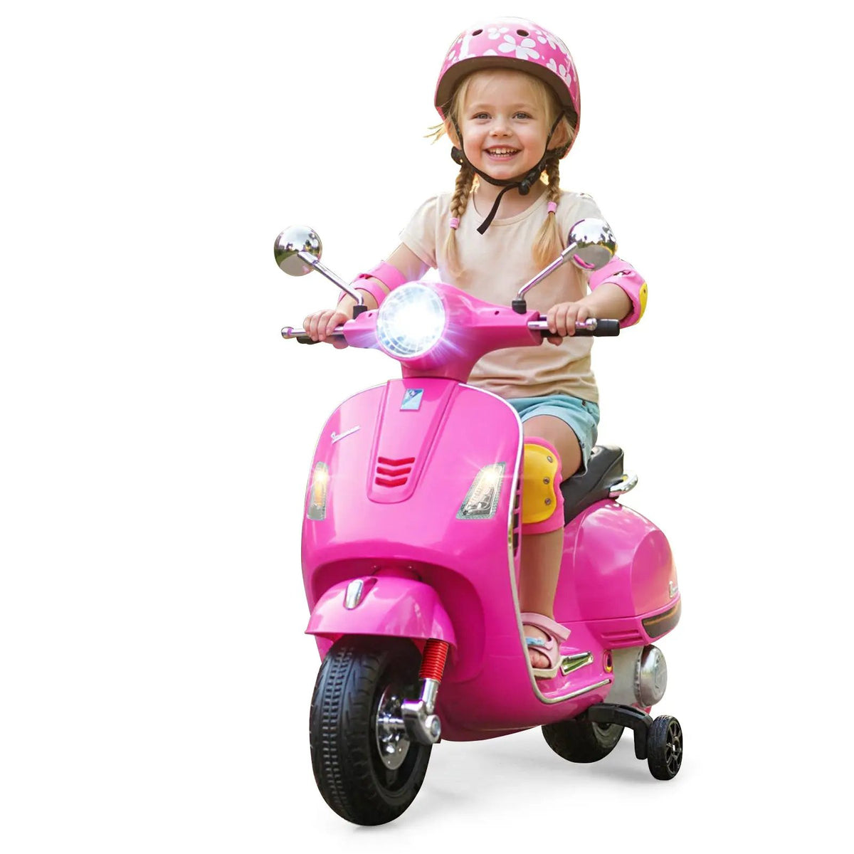 12V Kids Electric Motorcycle Licensed VESPA with Music and Training Wheels, photo 9 of 24