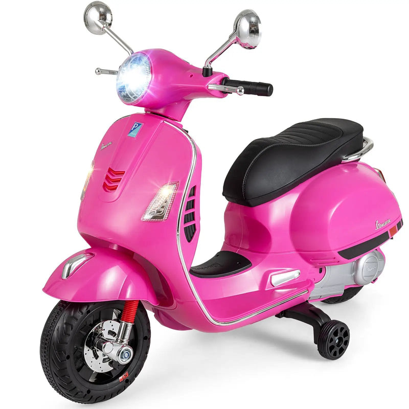 12V Kids Electric Motorcycle Licensed VESPA with Music and Training Wheels by DirectDeals