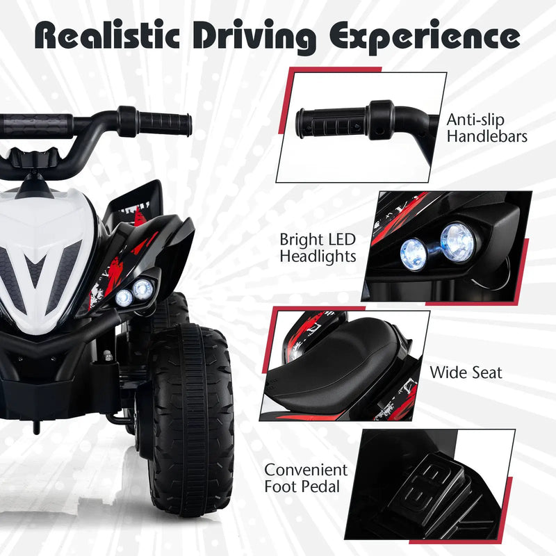 12V Kids Ride On ATV 4-Wheeler Quad with LED Lights and 7 mph Max Speed by DirectDeals