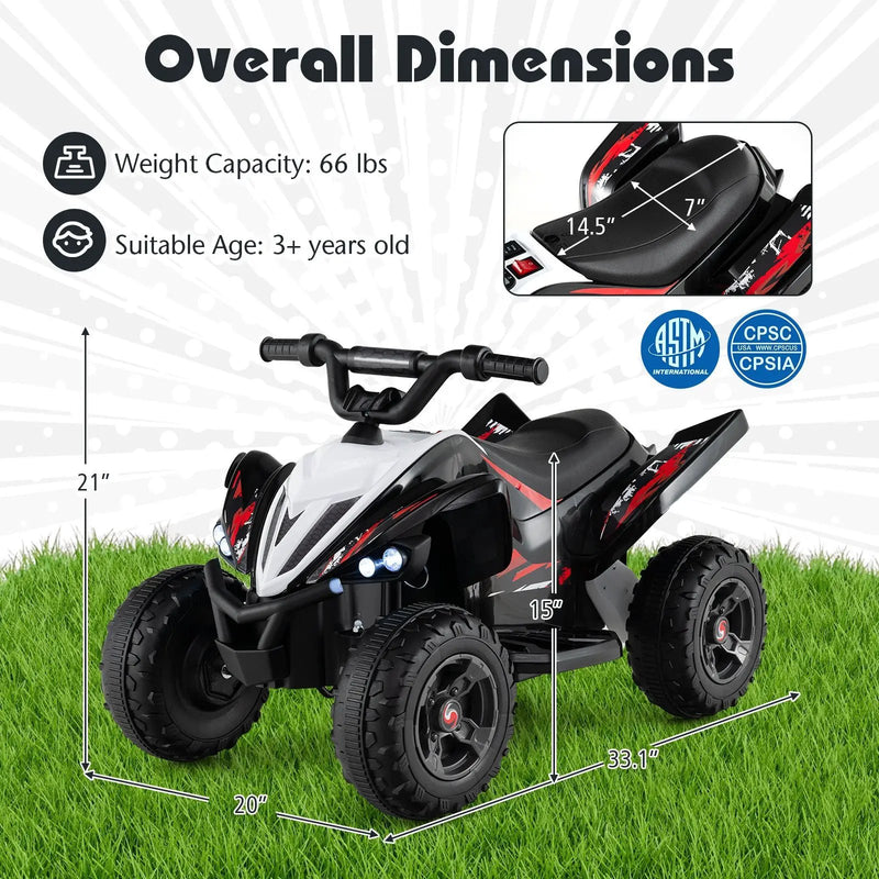 12V Kids Ride On ATV 4-Wheeler Quad with LED Lights and 7 mph Max Speed by DirectDeals