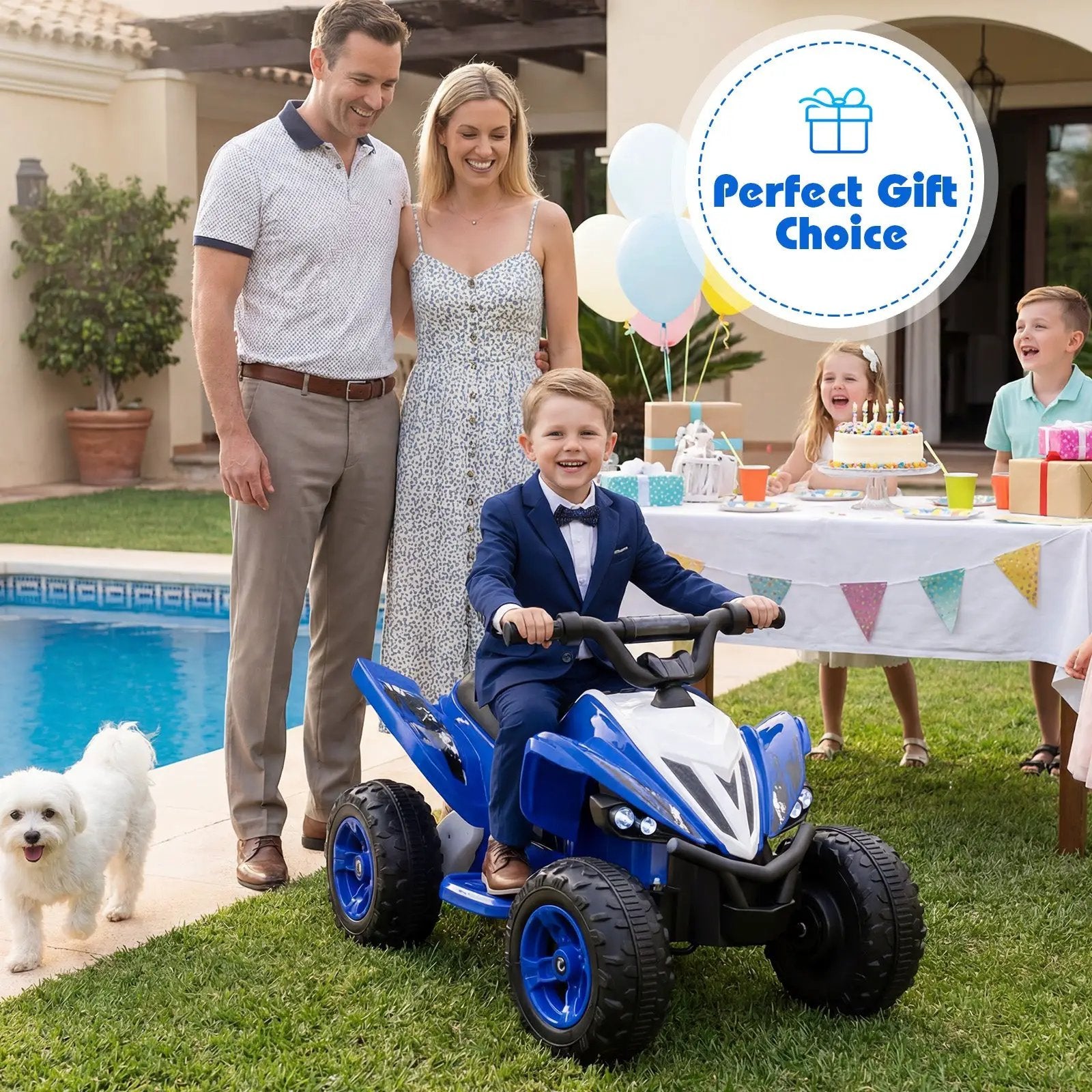12V Kids Ride On ATV 4-Wheeler Quad with LED Lights and 7 mph Max Speed by DirectDeals