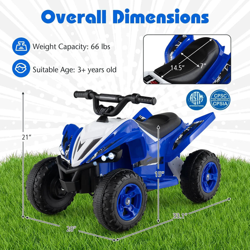 12V Kids Ride On ATV 4-Wheeler Quad with LED Lights and 7 mph Max Speed by DirectDeals