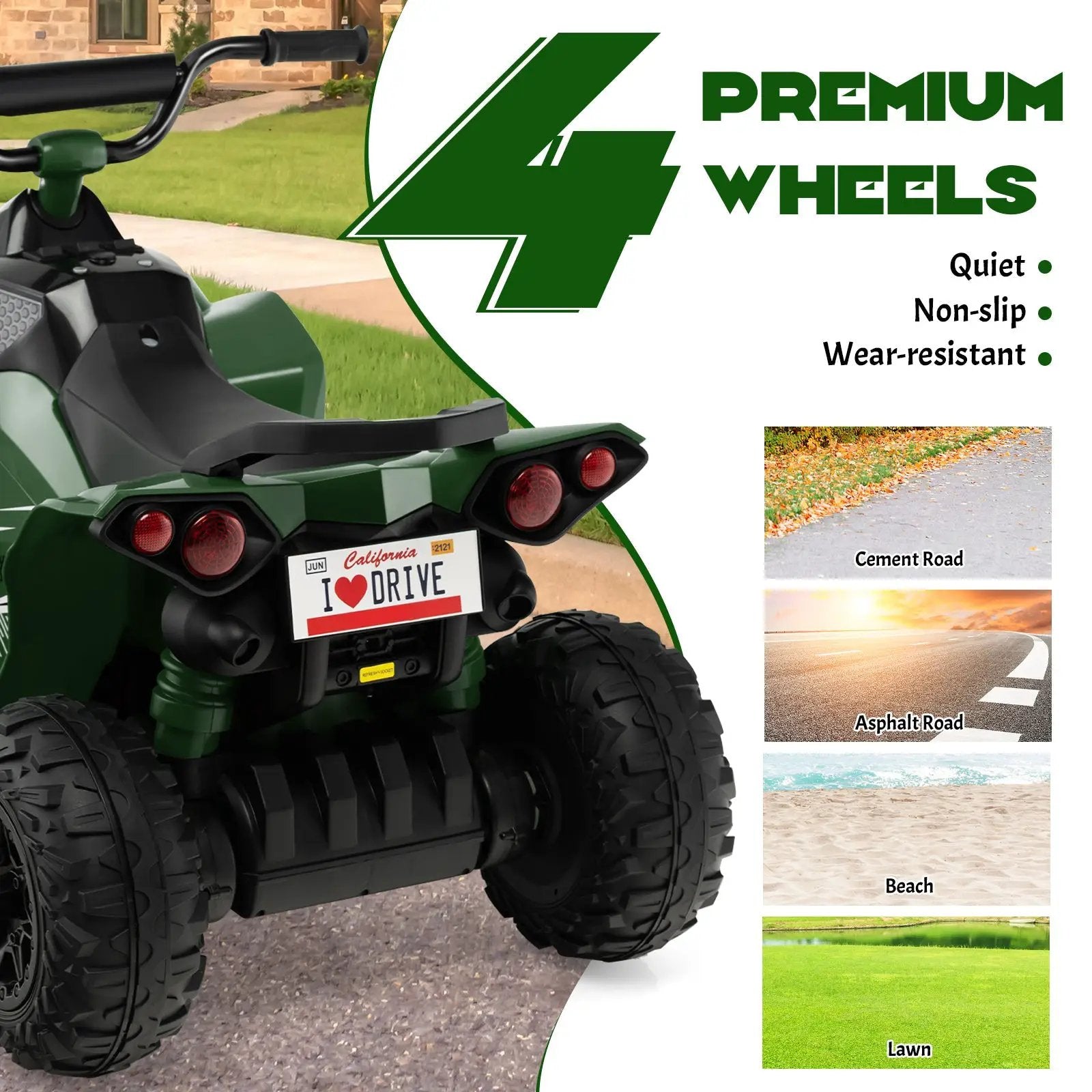 12V Kids Ride On ATV with High/Low Speed and Comfortable Seat by DirectDeals
