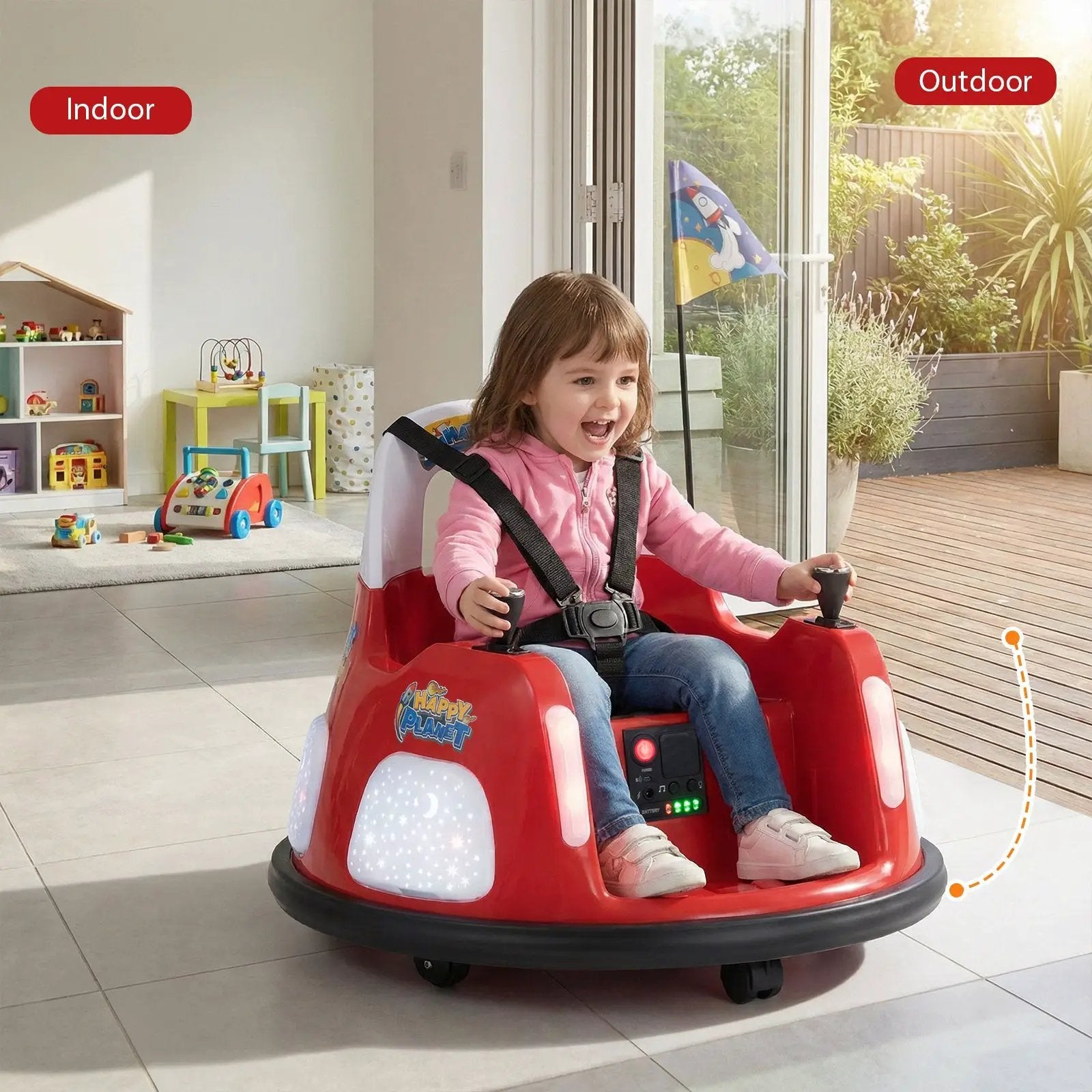 12V Kids Ride On Bumper Car with Remote Control and Flashing Lights by DirectDeals