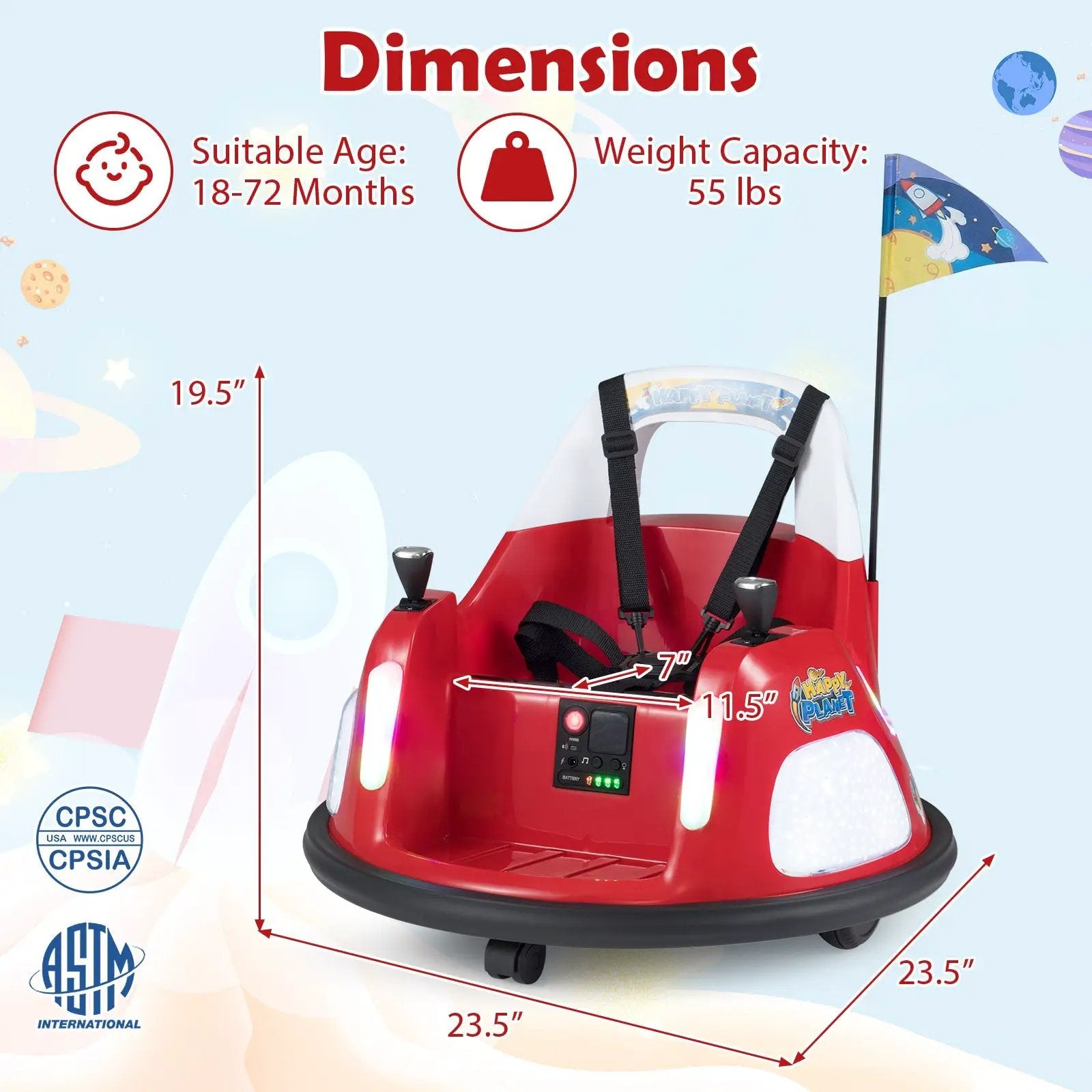 12V Kids Ride On Bumper Car with Remote Control and Flashing Lights by DirectDeals