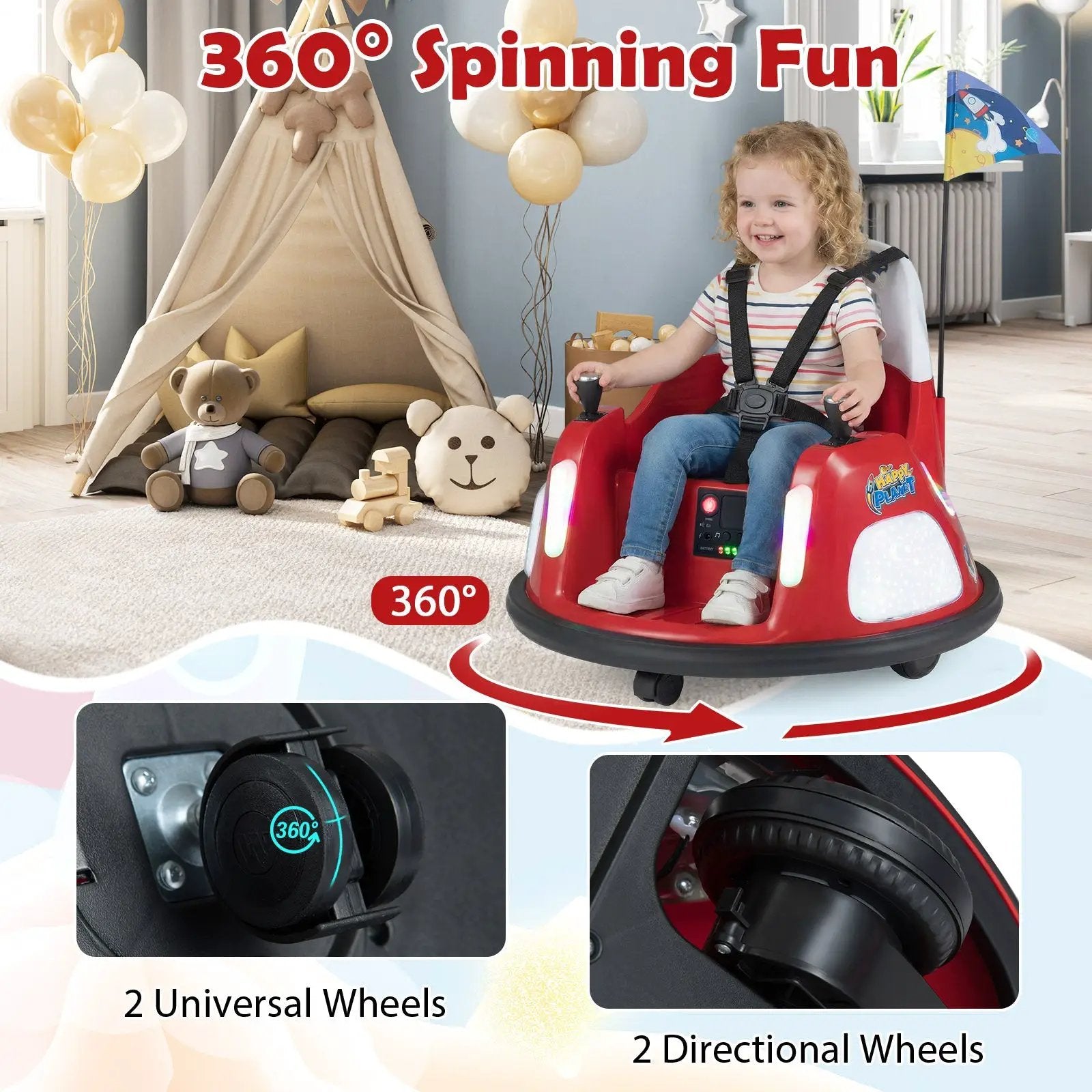 12V Kids Ride On Bumper Car with Remote Control and Flashing Lights by DirectDeals