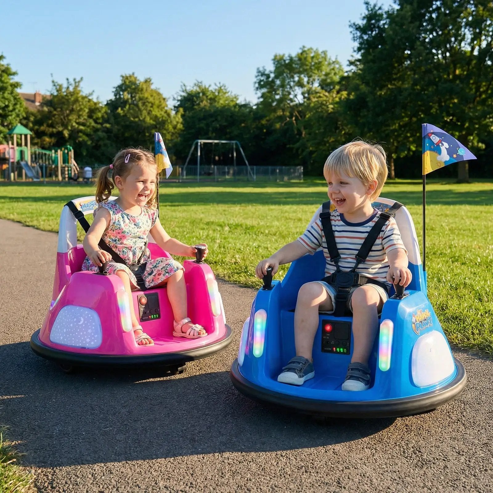 12V Kids Ride On Bumper Car with Remote Control and Flashing Lights by DirectDeals