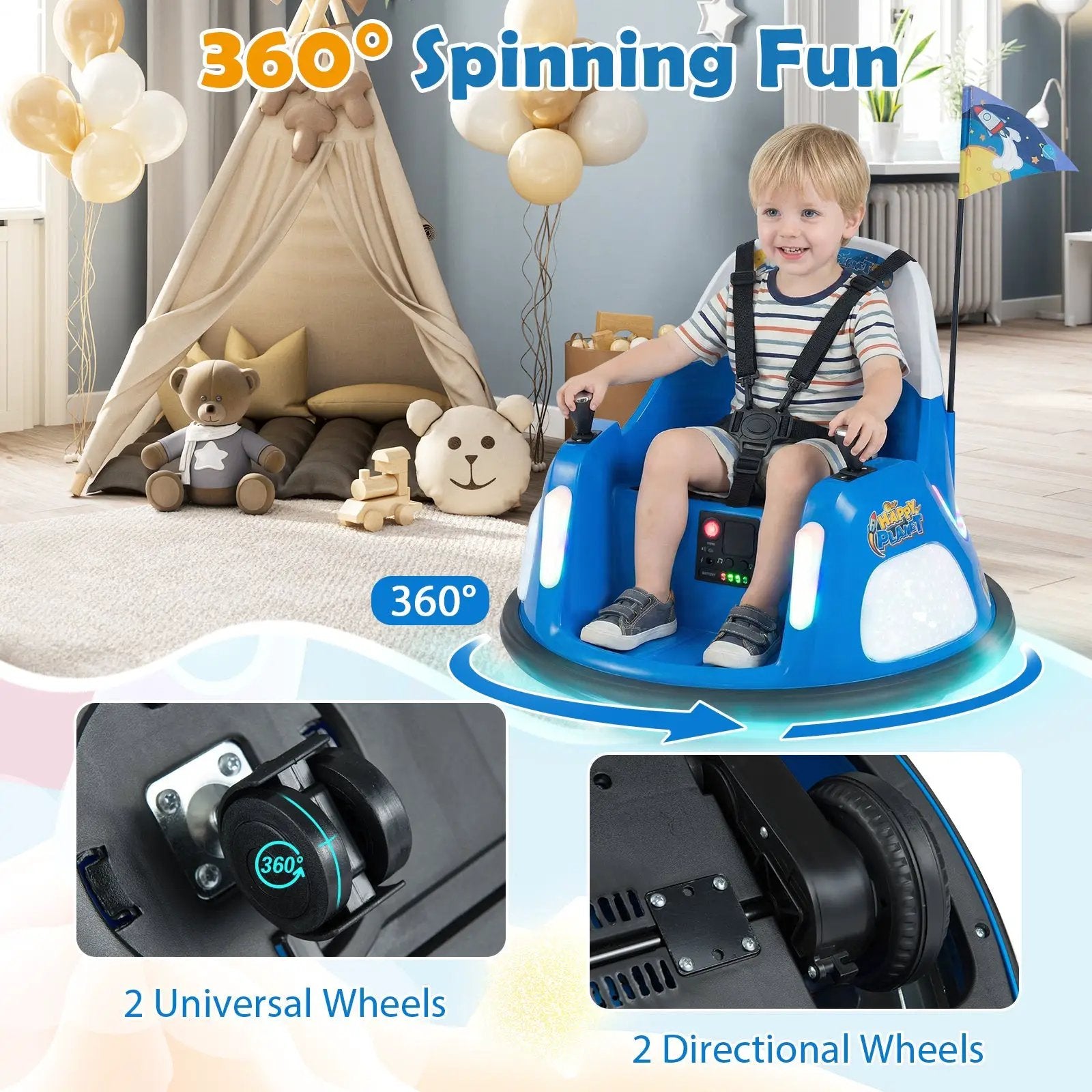 12V Kids Ride On Bumper Car with Remote Control and Flashing Lights by DirectDeals