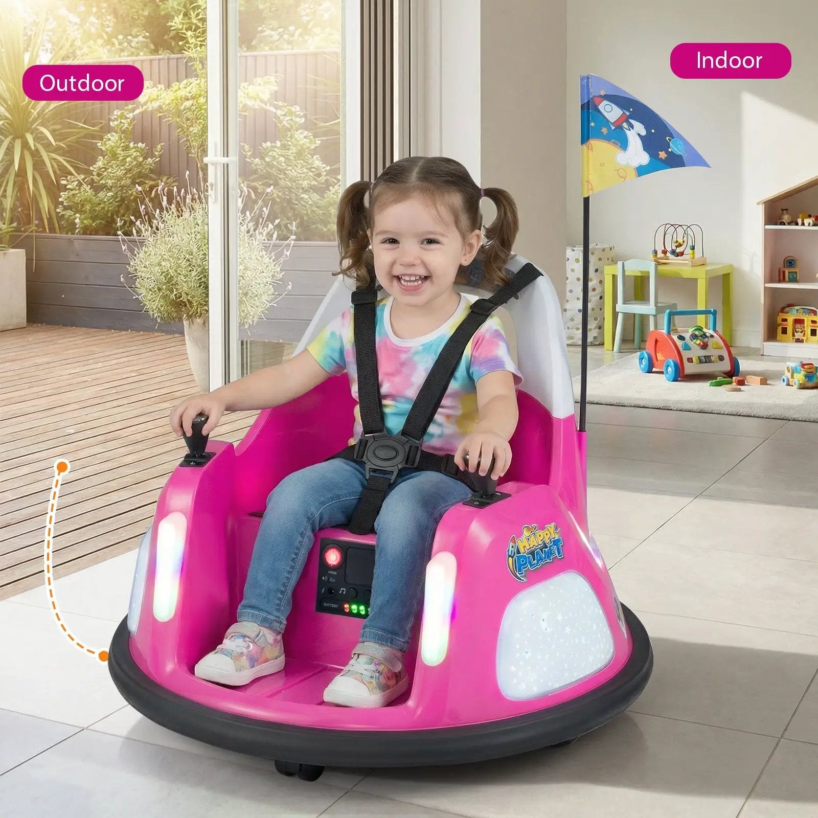 12V Kids Ride On Bumper Car with Remote Control and Flashing Lights by DirectDeals