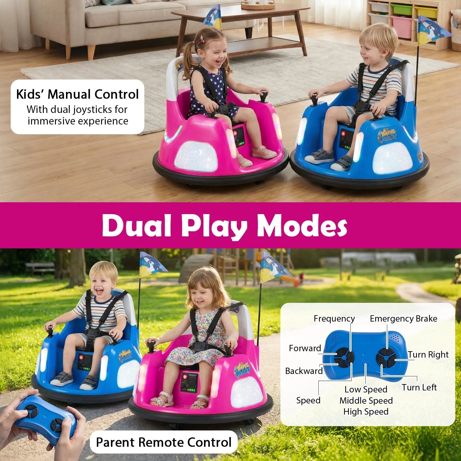 12V Kids Ride On Bumper Car with Remote Control and Flashing Lights by DirectDeals