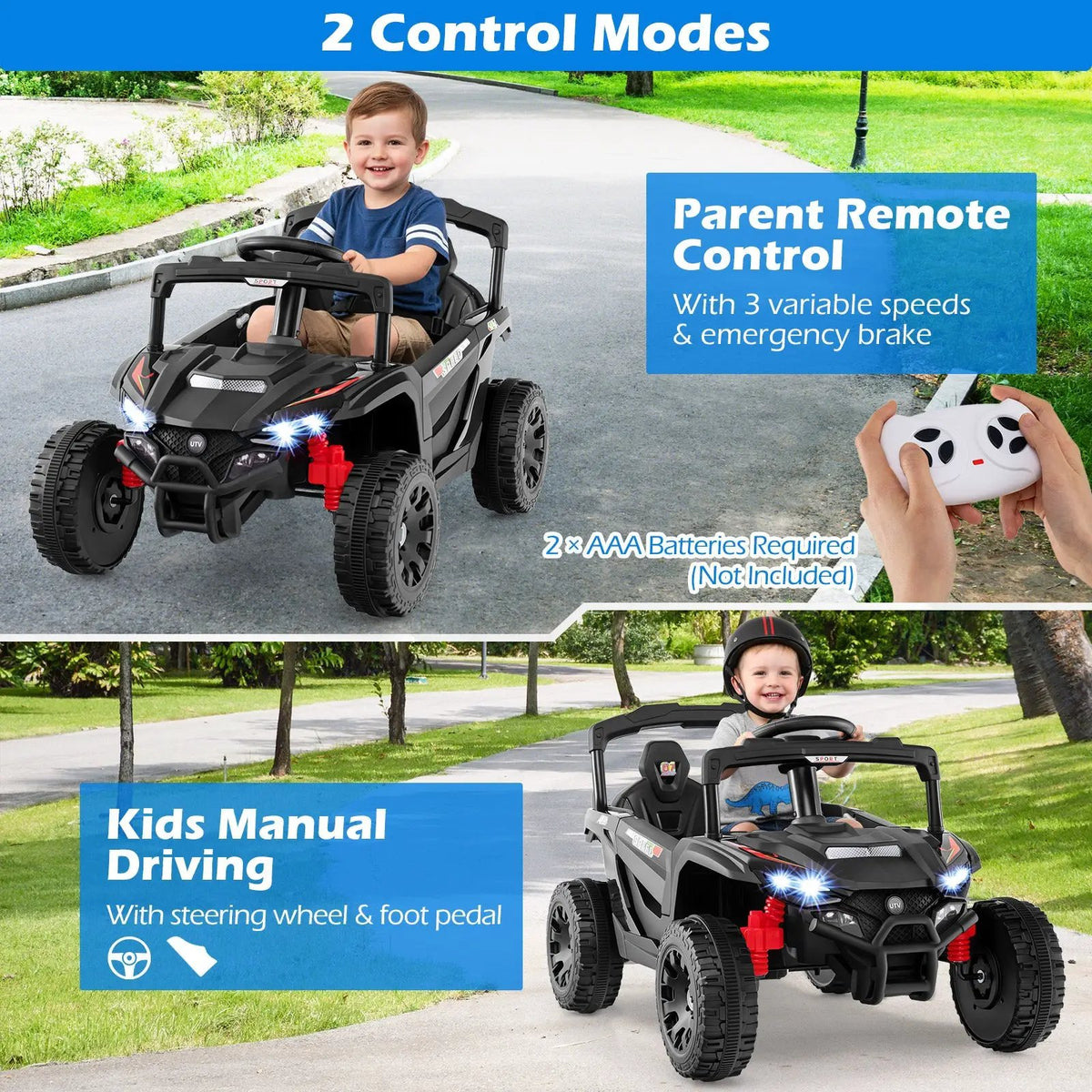 12V Kids Ride On Car UTV Electric Vehicle with LED Lights Music and Horn, photo 24 of 24