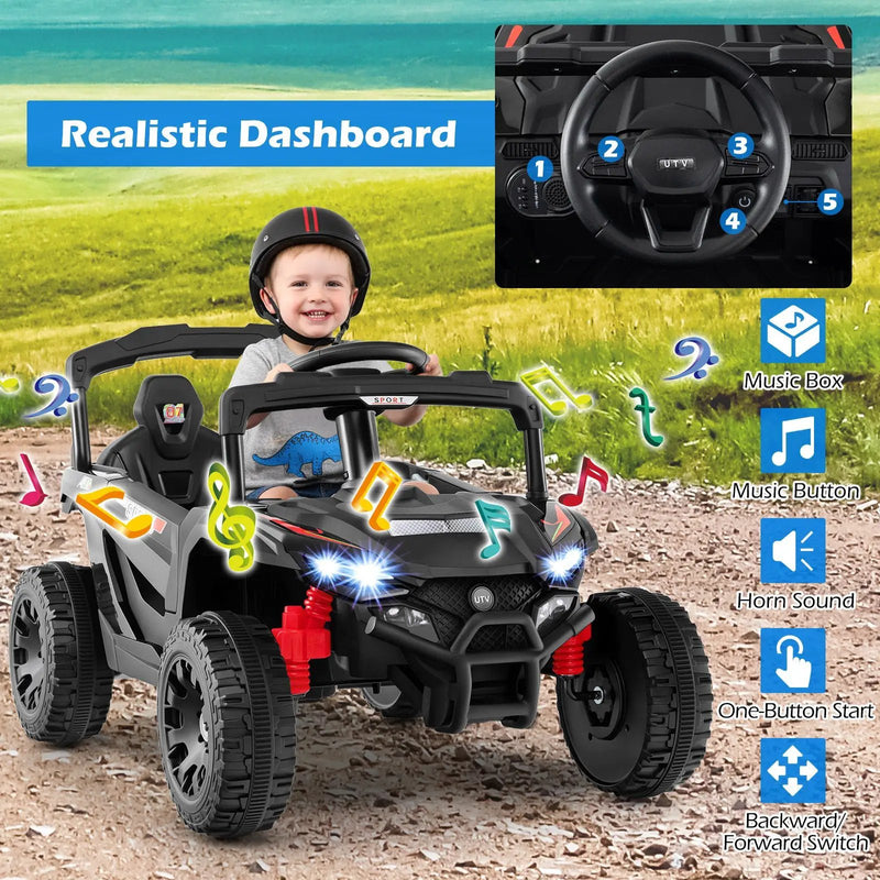 12V Kids Ride On Car UTV Electric Vehicle with LED Lights Music and Horn by DirectDeals