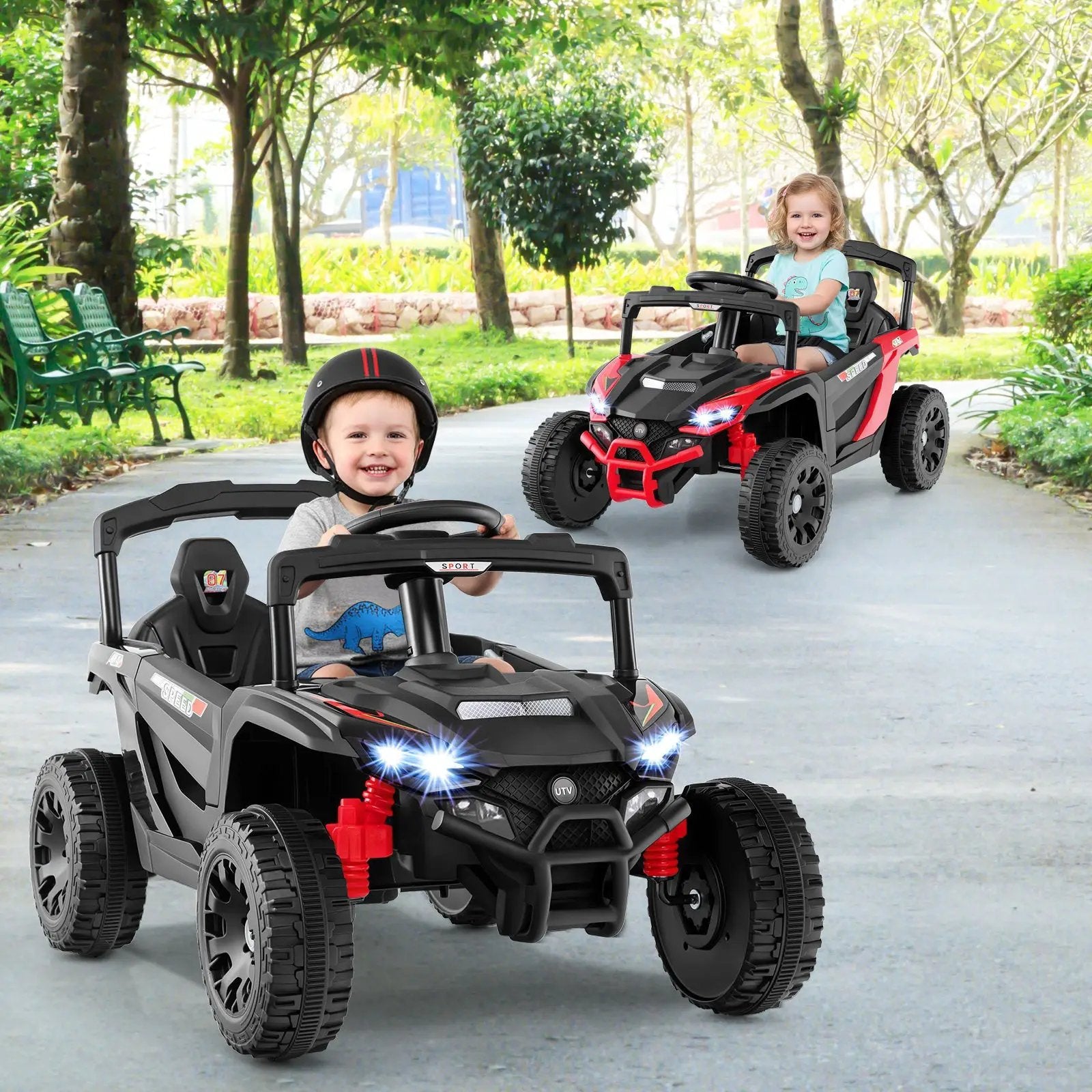 12V Kids Ride On Car UTV Electric Vehicle with LED Lights Music and Horn by DirectDeals