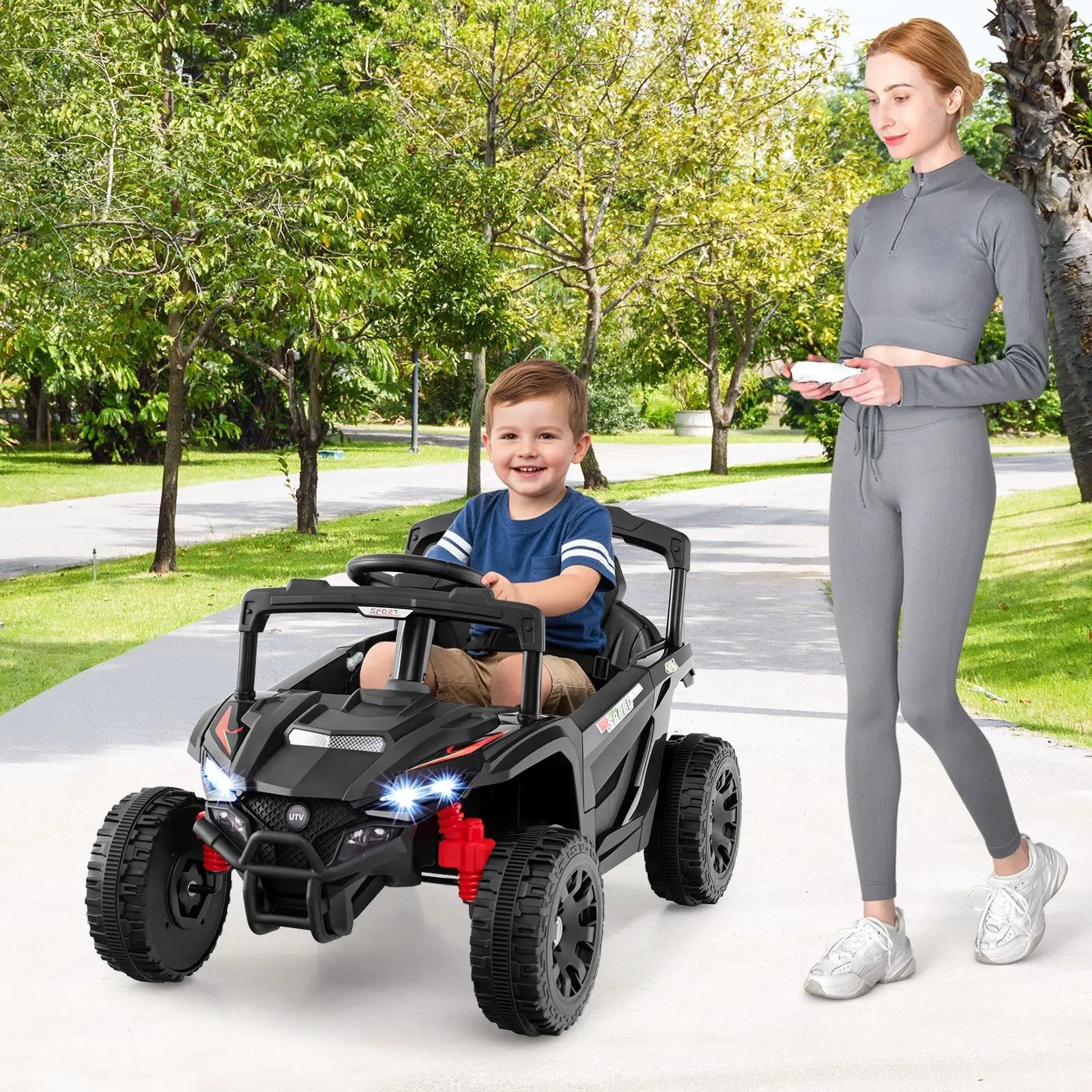 12V Kids Ride On Car UTV Electric Vehicle with LED Lights Music and Horn by DirectDeals