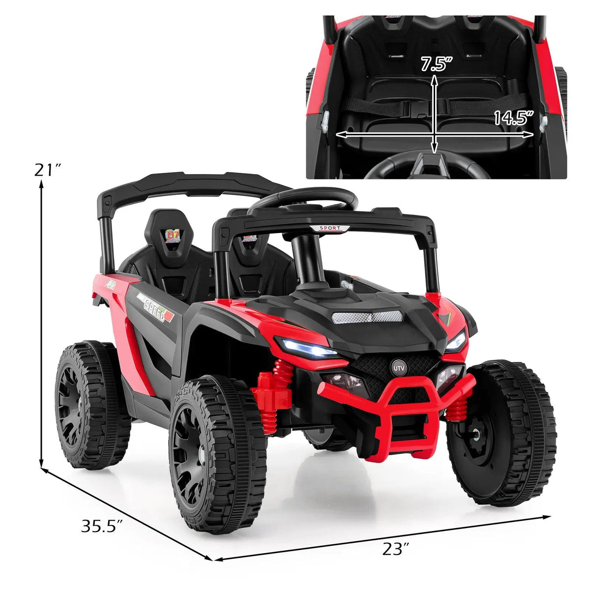 12V Kids Ride On Car UTV Electric Vehicle with LED Lights Music and Horn, photo 14 of 24