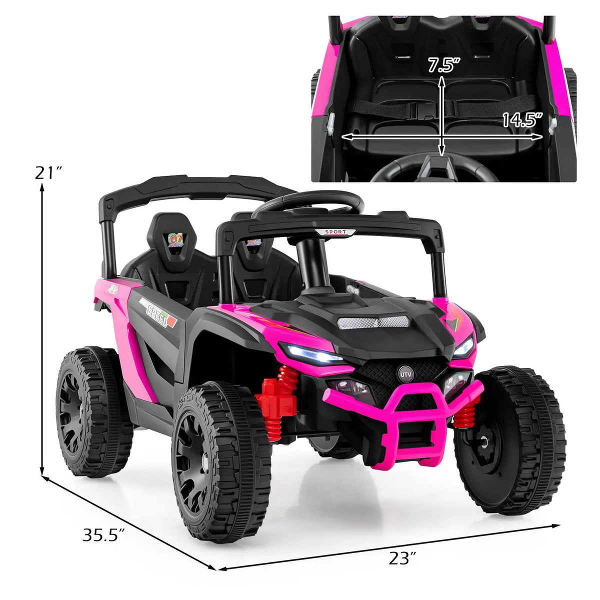 12V Kids Ride On Car UTV Electric Vehicle with LED Lights Music and Horn, photo 15 of 24
