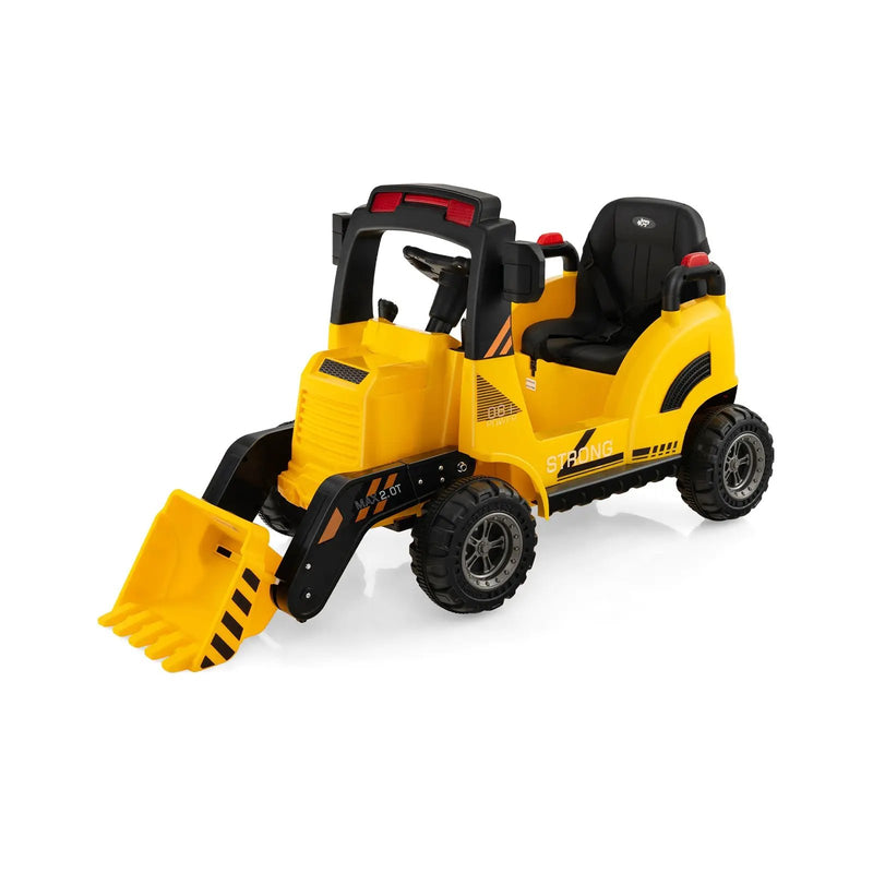 12V Kids Ride On Construction Tractor with Electric Adjustable Bucket-Yellow by DirectDeals