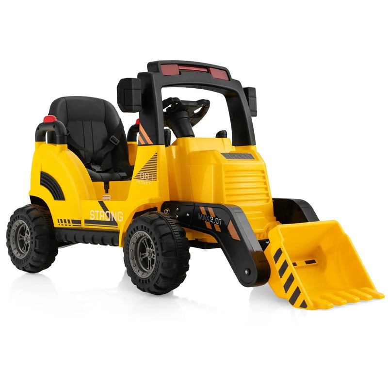 12V Kids Ride On Construction Tractor with Electric Adjustable Bucket-Yellow by DirectDeals