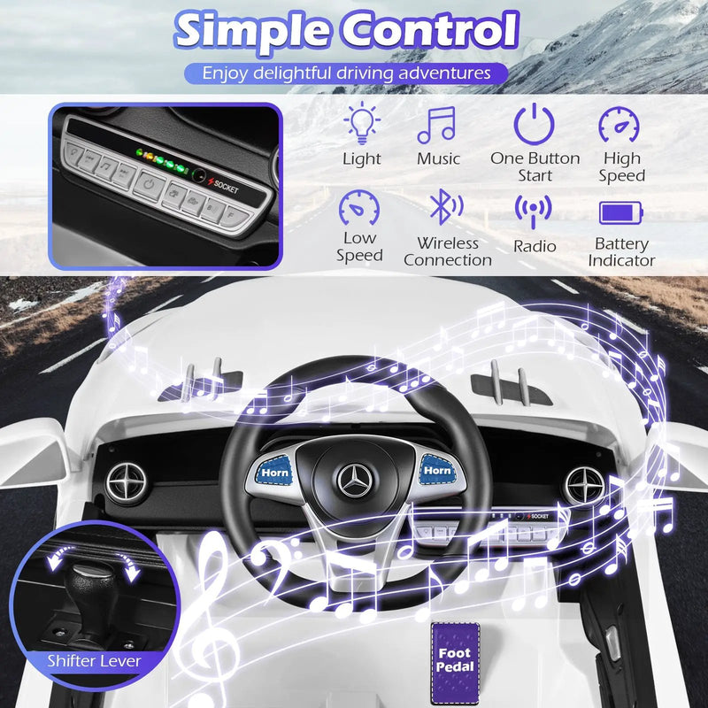 12V Kids Ride on Car Licensed Mercedes-Benz with Remote and Music by DirectDeals