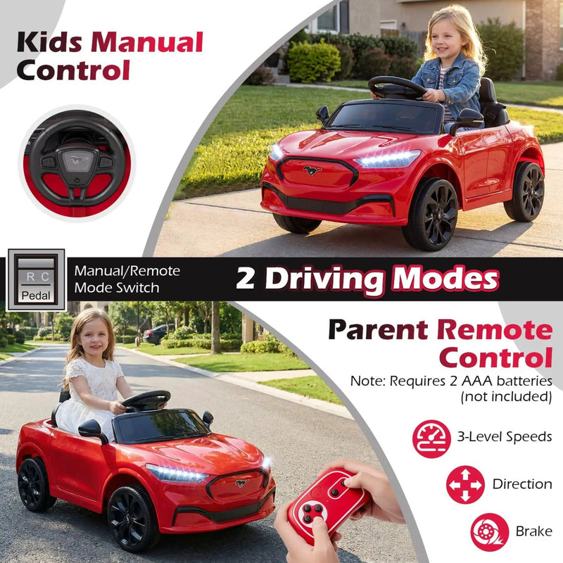 12V Kids Ride on Car Licensed Ford Mach E with Parent Control and Horn by DirectDeals