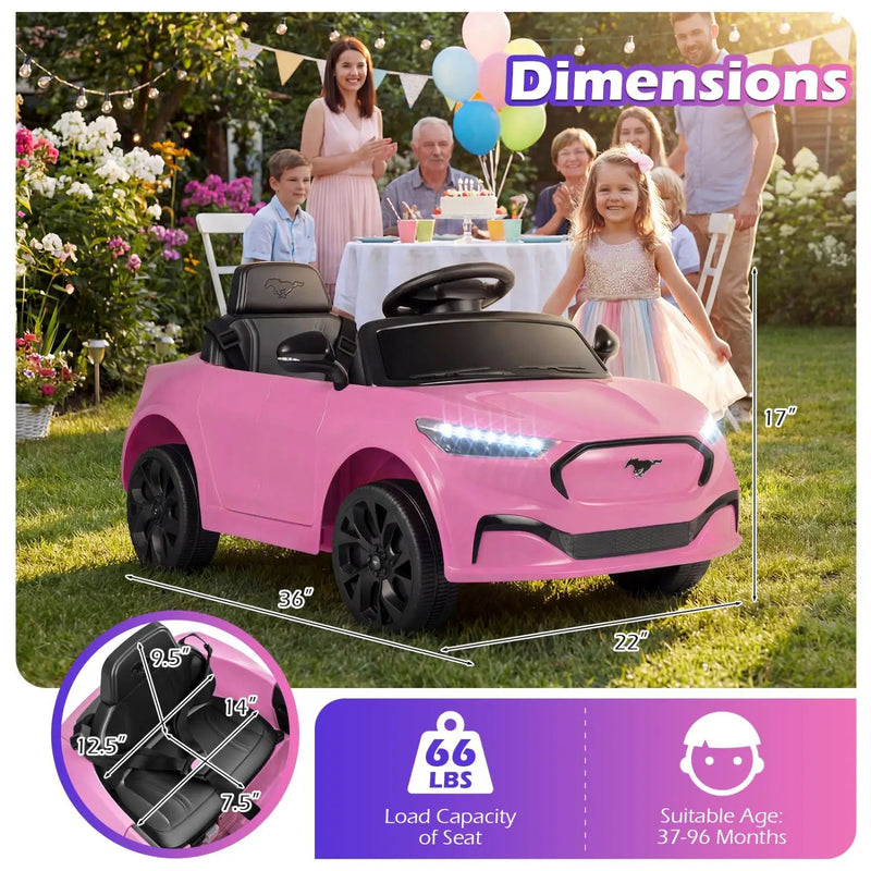 12V Kids Ride on Car Licensed Ford Mach E with Parent Control and Horn by DirectDeals