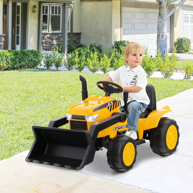 12V Kid's Ride on Excavator with Adjustable Digging Bucket-Yellow by DirectDeals
