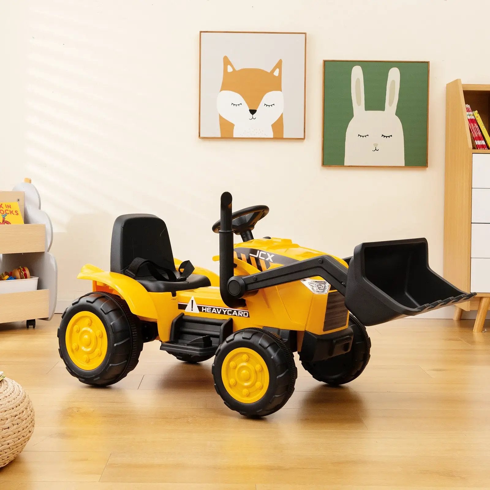 12V Kid's Ride on Excavator with Adjustable Digging Bucket-Yellow by DirectDeals