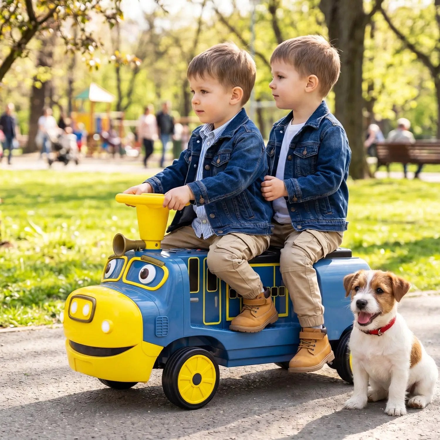 12V Kids Ride-On Train 3-Seater with Detachable Carriage by DirectDeals