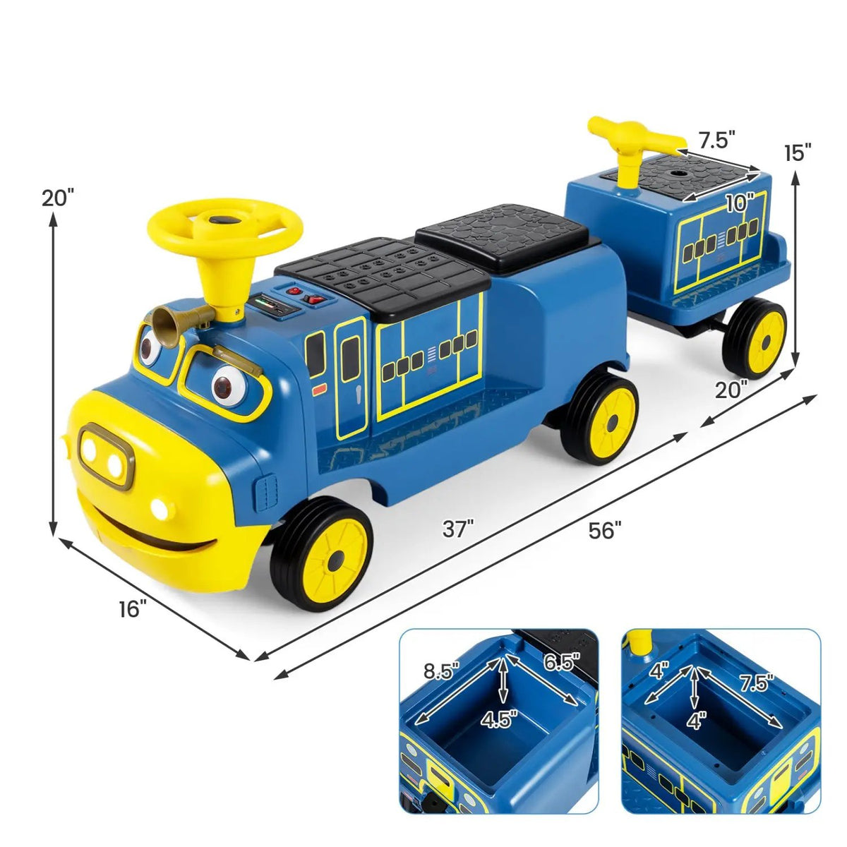 12V Kids Ride-On Train 3-Seater with Detachable Carriage, photo 5 of 16