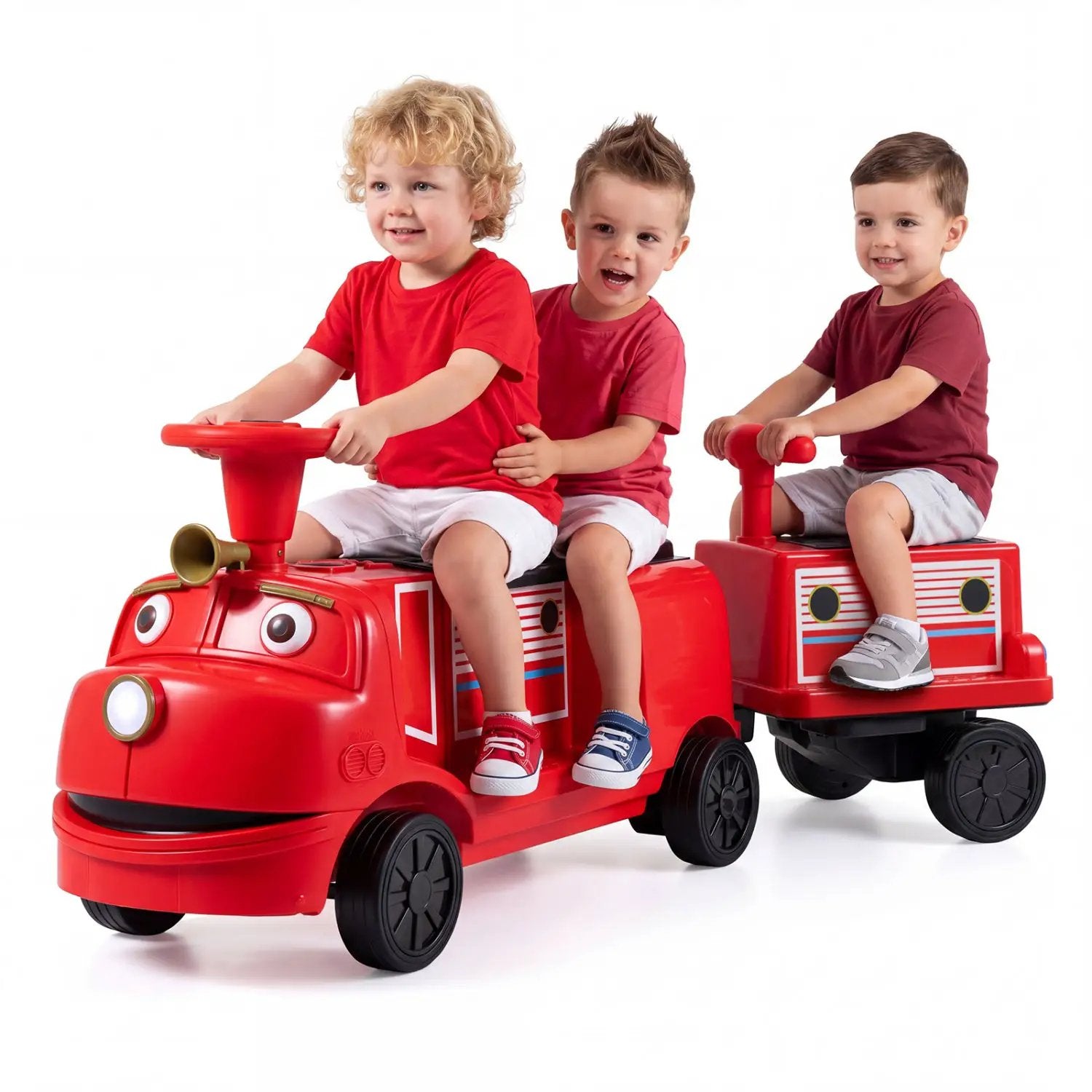 12V Kids Ride-On Train 3-Seater with Detachable Carriage by DirectDeals