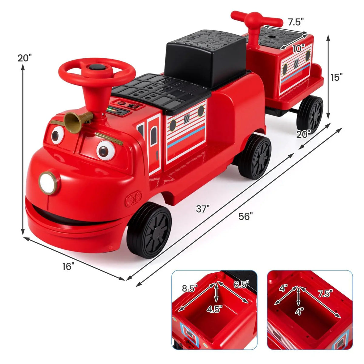 12V Kids Ride-On Train 3-Seater with Detachable Carriage, photo 13 of 16