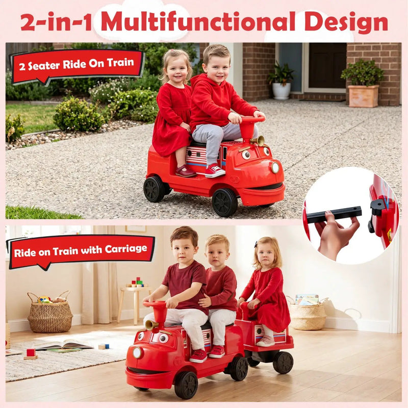 12V Kids Ride-On Train 3-Seater with Detachable Carriage by DirectDeals