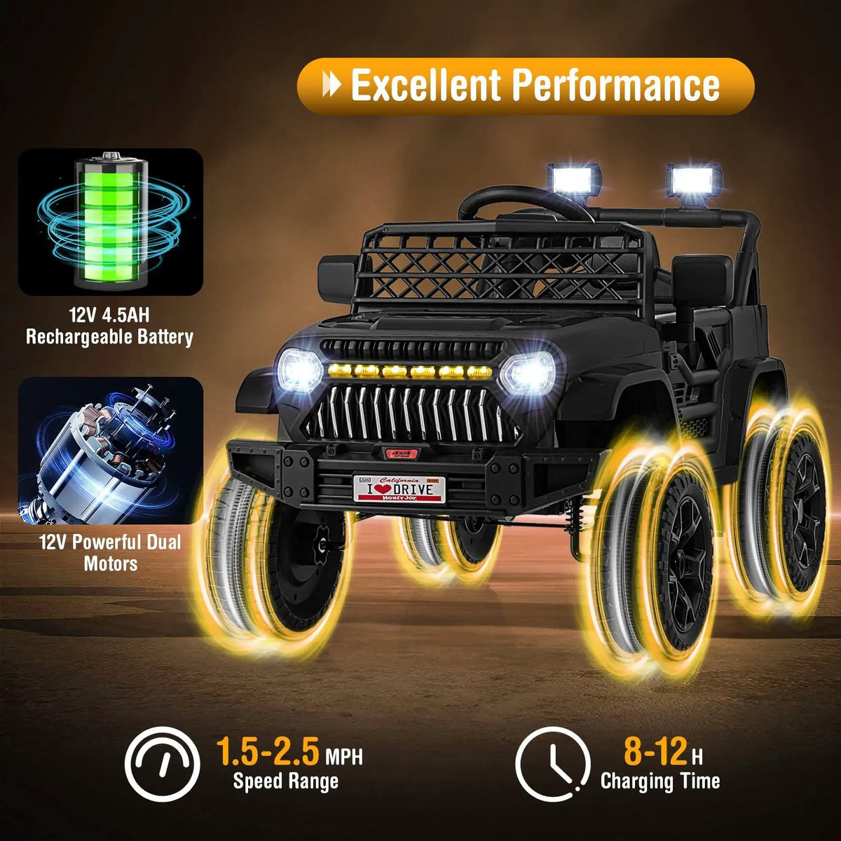 12V Kids Ride on Truck Car with Parental Remote and Music Player, photo 7 of 12