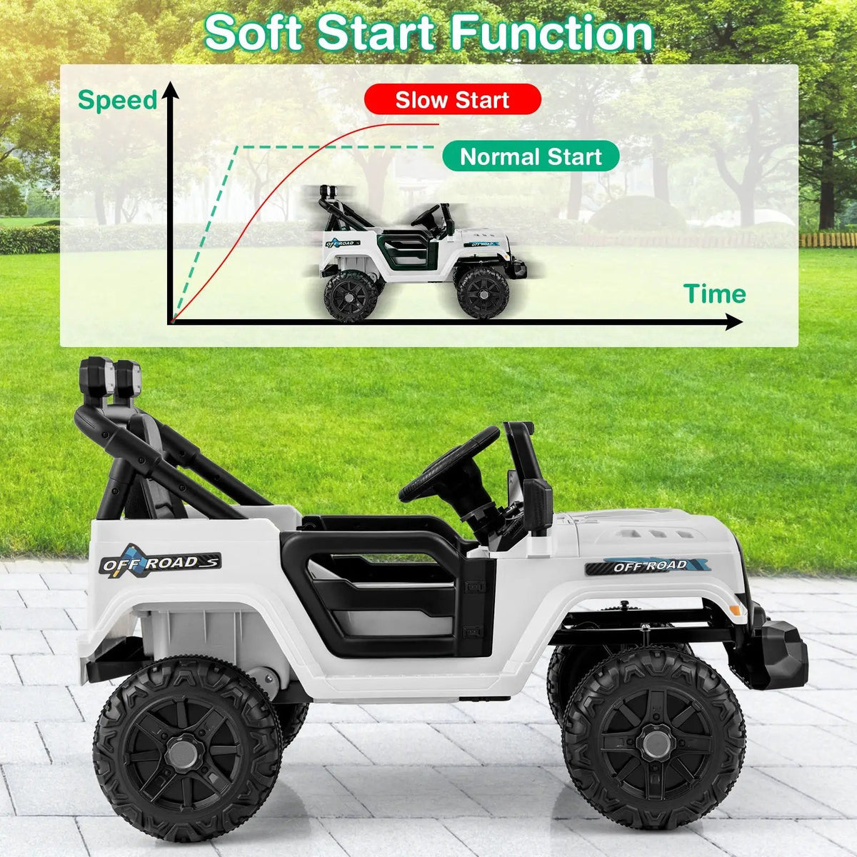 12V Kids Ride on Truck Car with Remote Control Threaded Wheels and 3 Speeds, photo 8 of 12