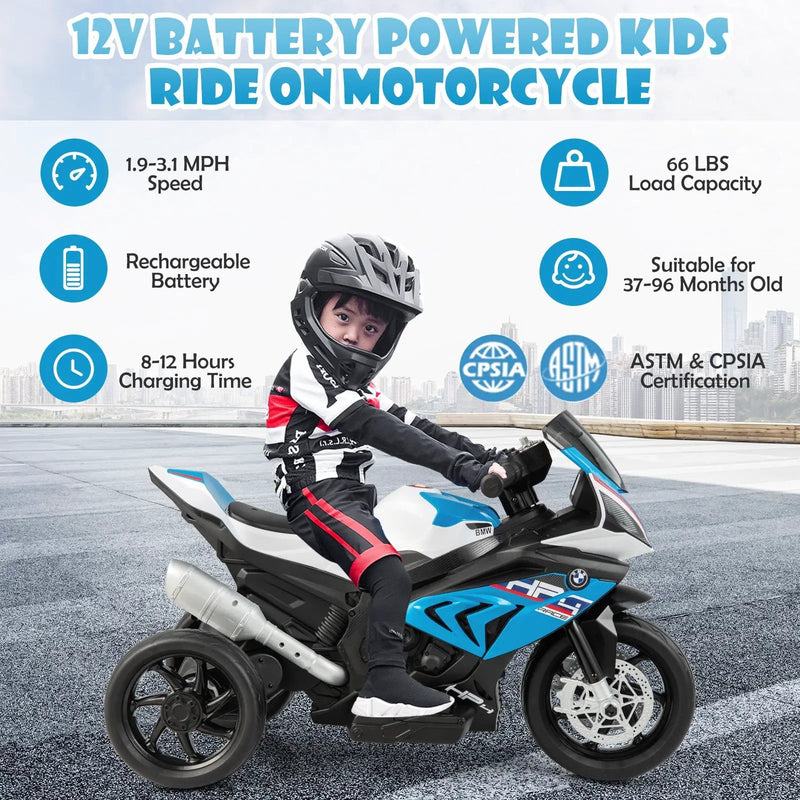 12V Licensed BMW Kids Motorcycle Ride-On Toy for 37-96 Months Old Kids by DirectDeals