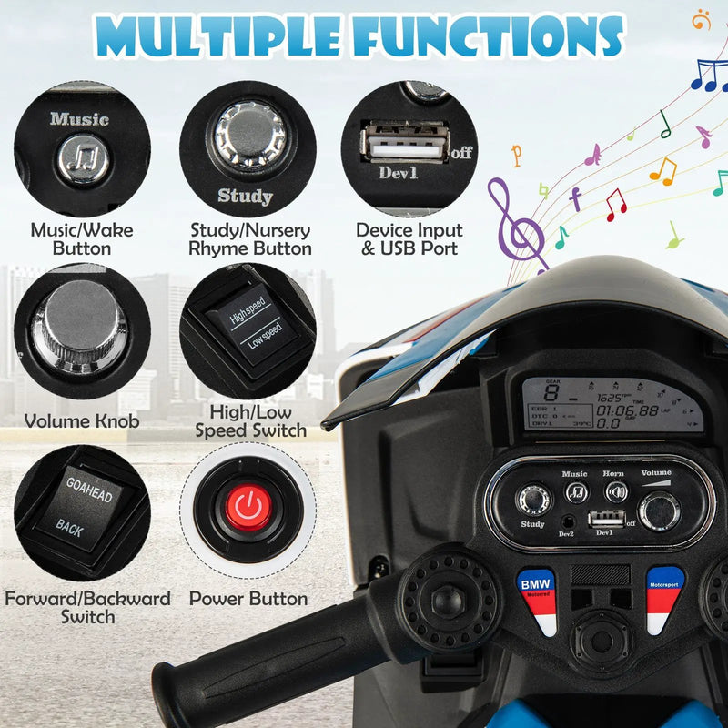 12V Licensed BMW Kids Motorcycle Ride-On Toy for 37-96 Months Old Kids by DirectDeals