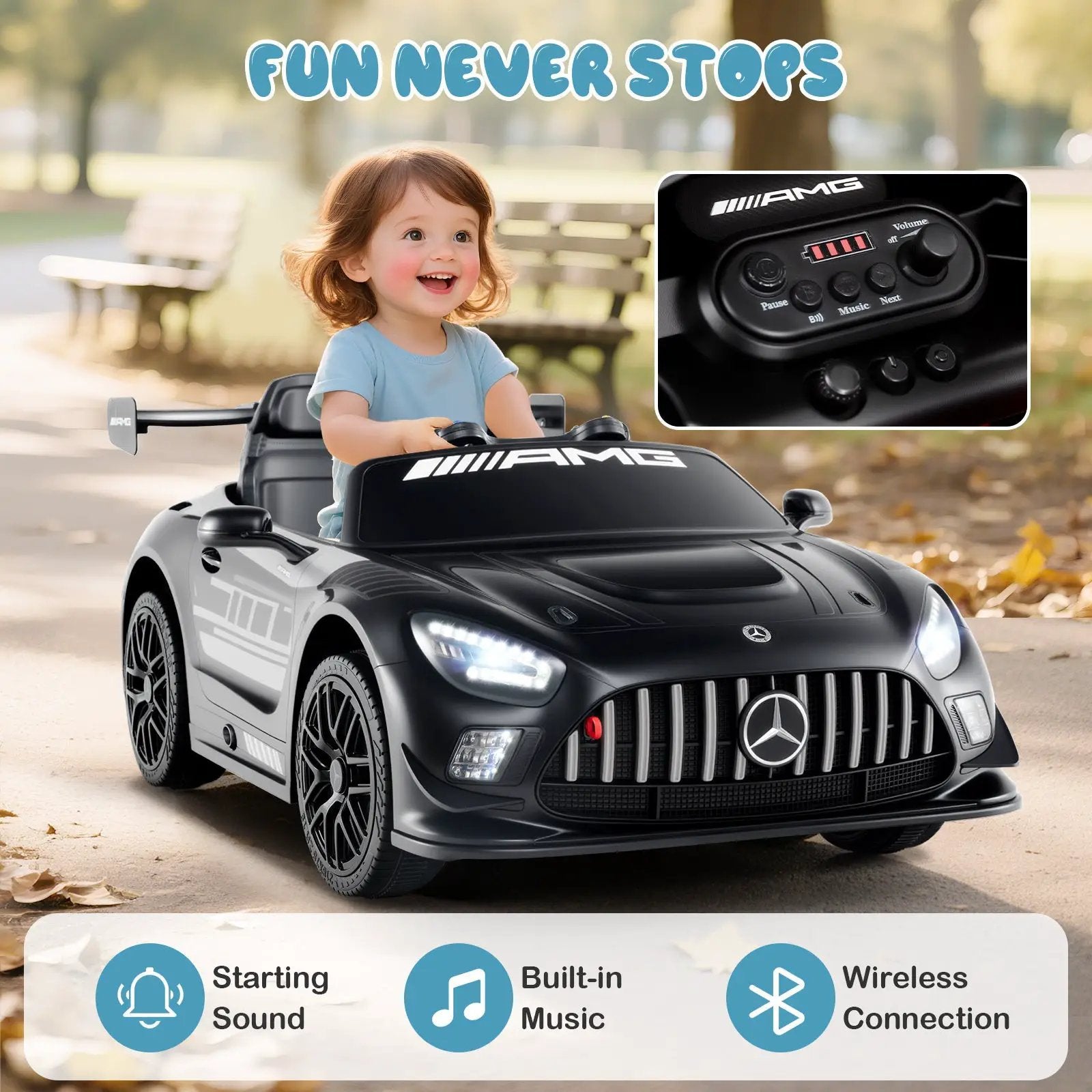 12V Kids Ride-On Car Mercedes-AMG GT3 Licensed with Adjustable Speed by DirectDeals